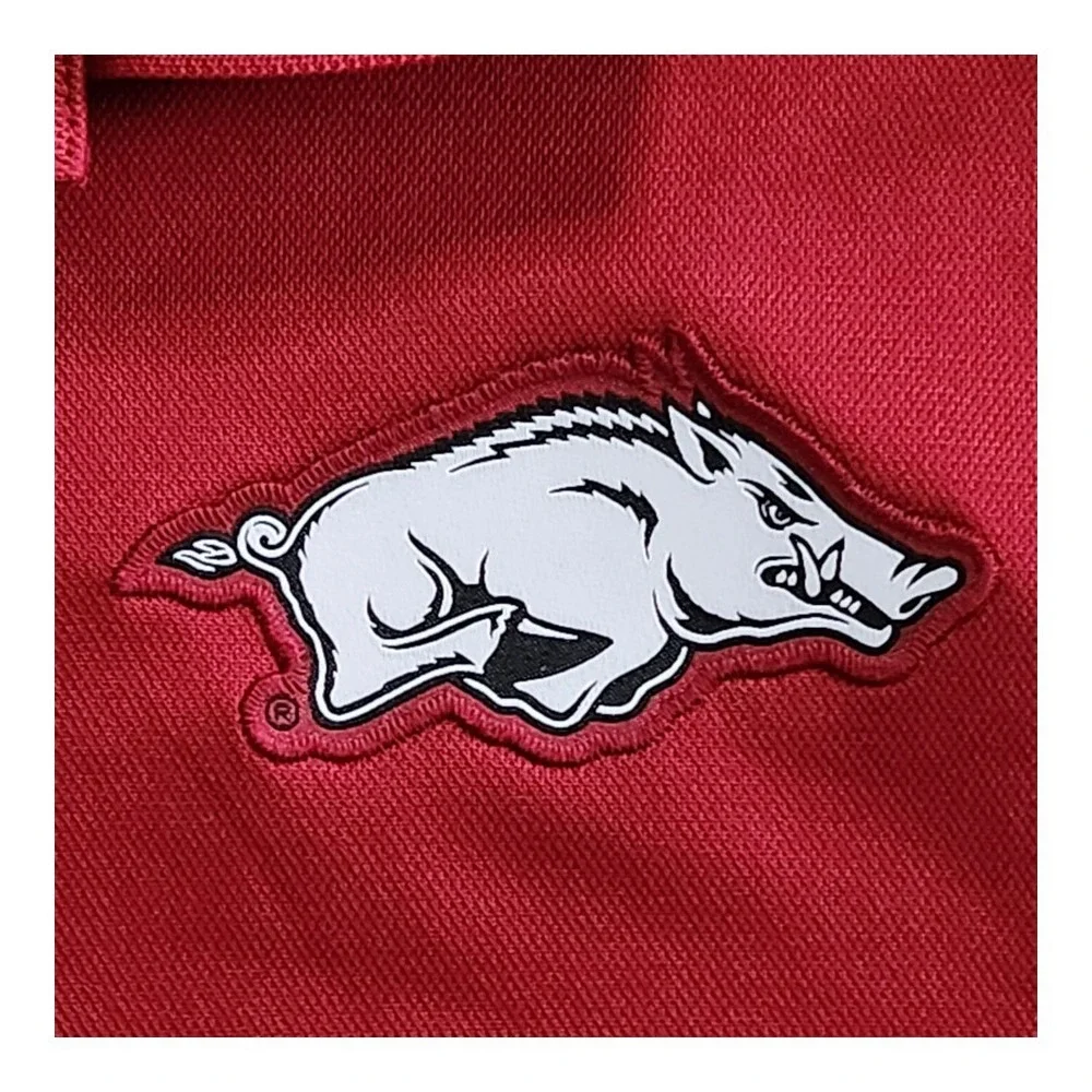 NWOT Nike Arkansas Razorbacks Polo Shirt Men's XL Swoosh Red White Hogs Golf Tee